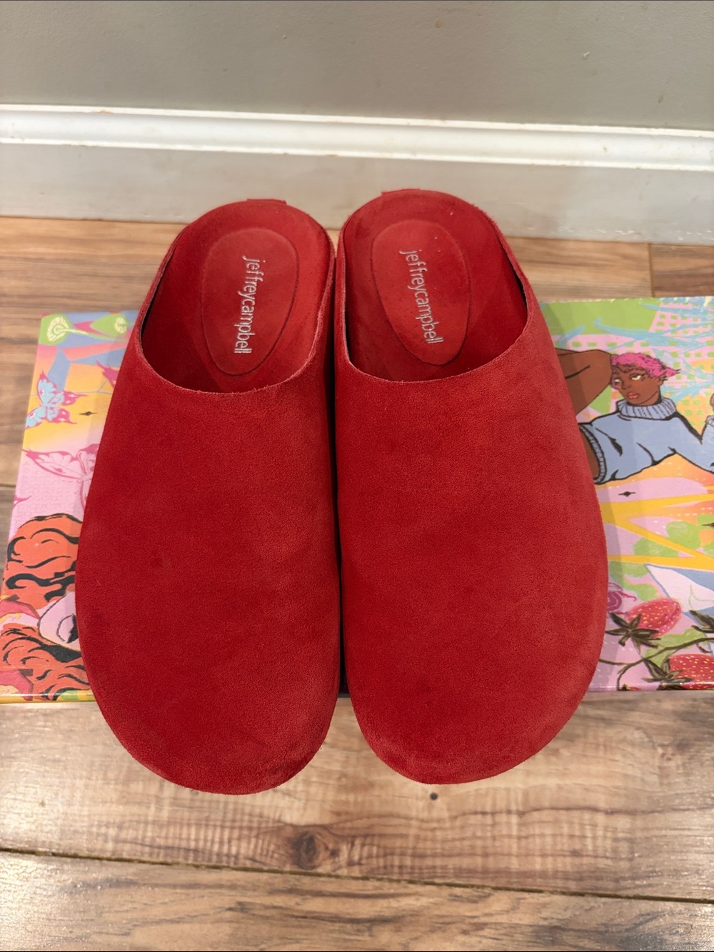 Jeffrey Campbell Red Suede Mule Clogs